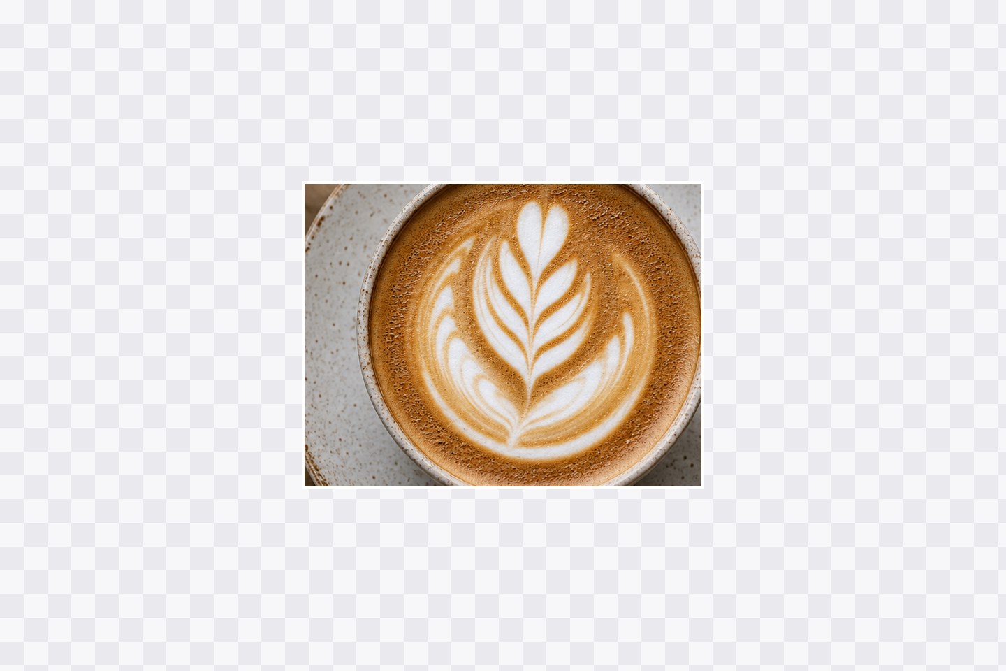 The same coffee photo before expansion, with the empty canvas shown around the original crop